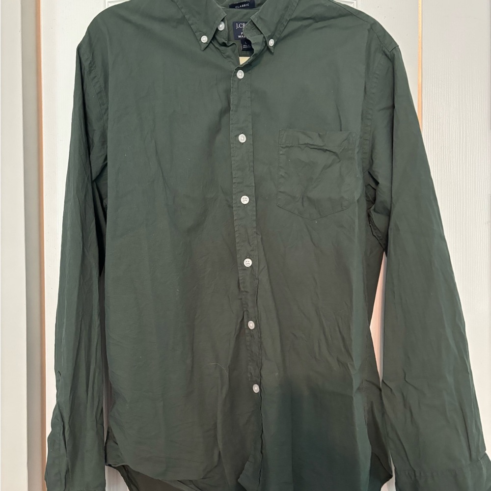 J. Crew Men's Forest Green Casual Shirt